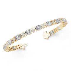 18K Gold Semi Mount Bracelet Setting Round Ro 7x5mm Syz Jewelry