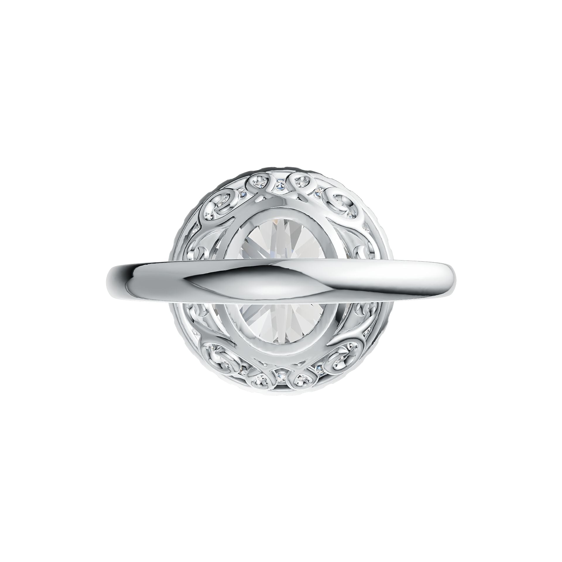 Sterling Silver Semi Mount Ring Setting Round RD 12.5mm Halo DHJ