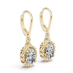 18K Gold Semi Mount Earrings Setting Oval Ov 8x6mm Diamond Accent Syz Jewelry