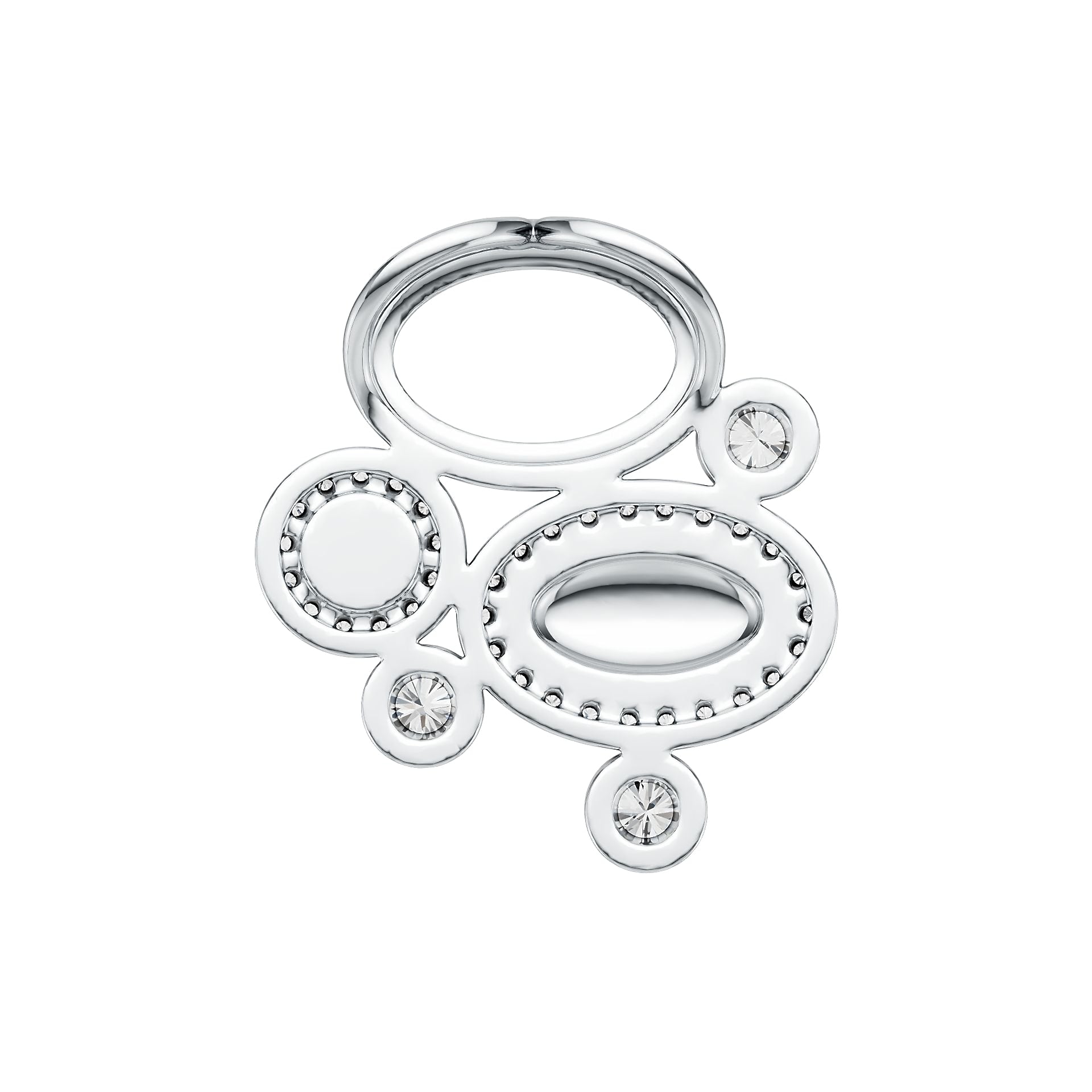 Sterling Silver Pendant Oval Circle Cluster Theme with White Topaz or Moissanite DHJ