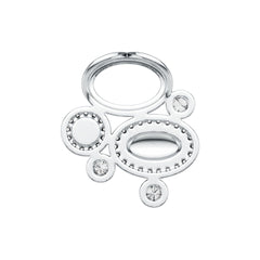 Sterling Silver Pendant Oval Circle Cluster Theme with White Topaz or Moissanite DHJ