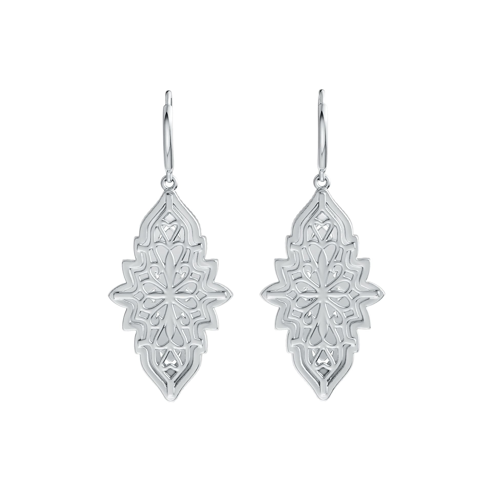 Sterling Silver Dangling Earrings with White Topaz or Moissanite DHJ