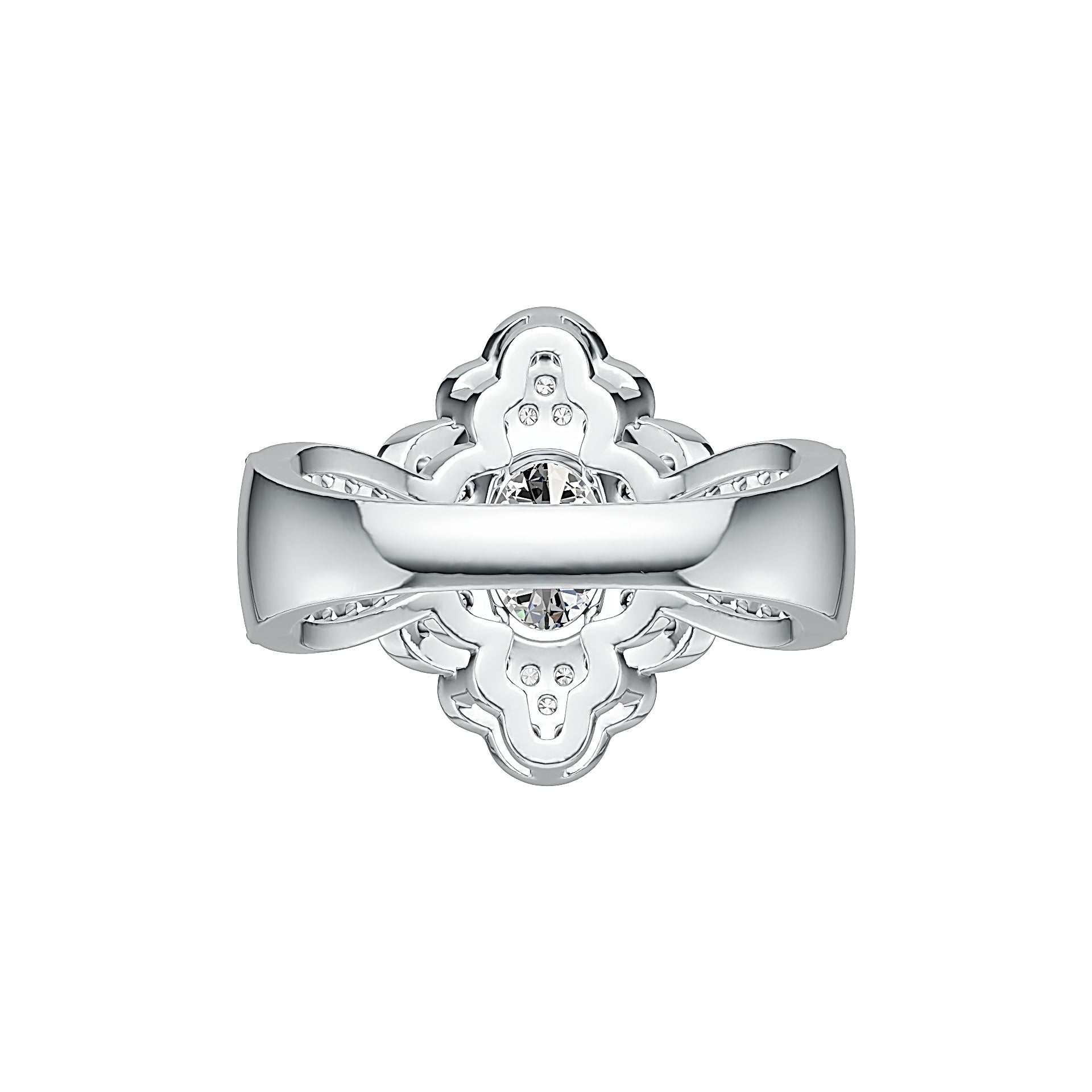 Sterling Silver Semi Mount Ring Setting Oval OV 8X6mm Flower Theme DHJ