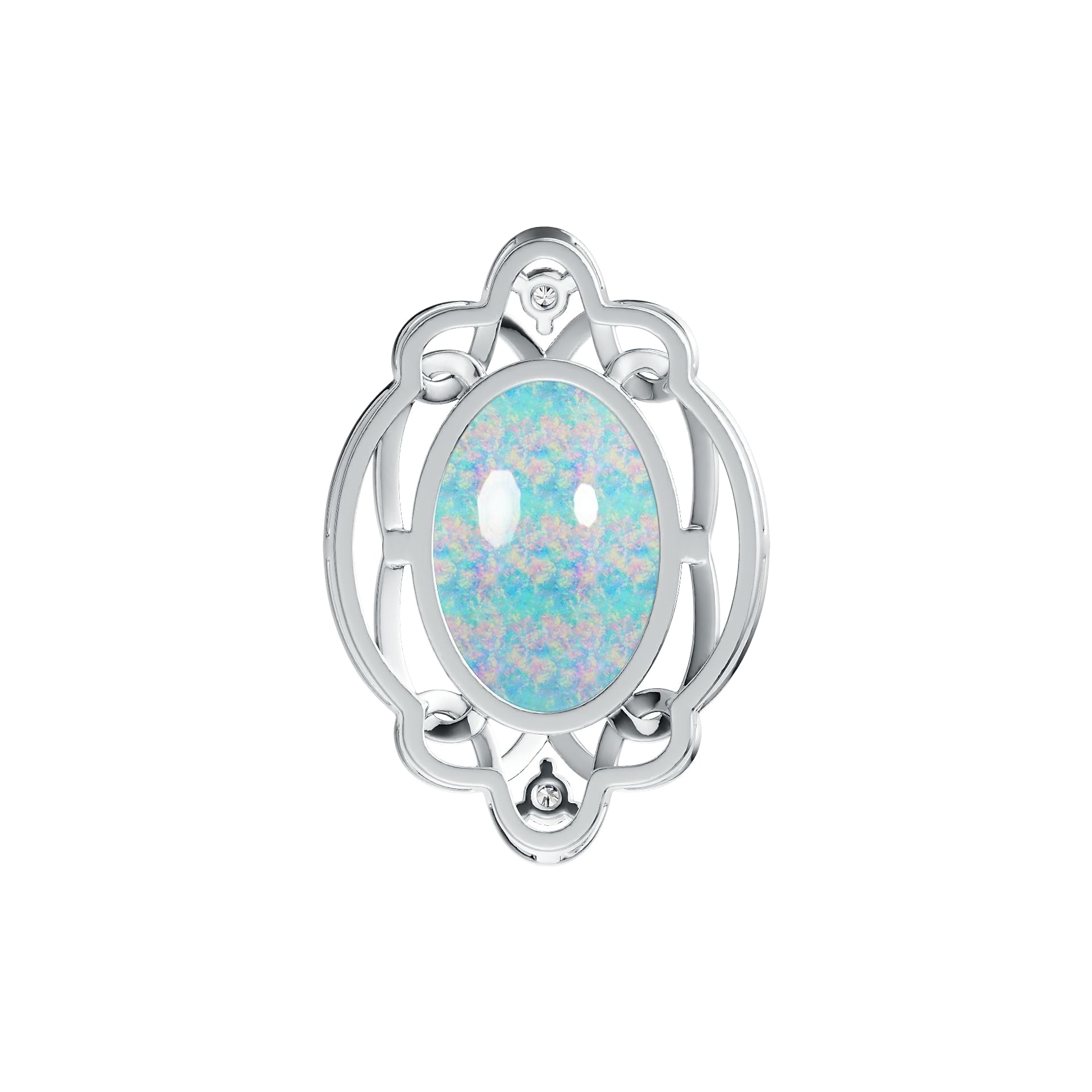 10K Gold Semi Mount Pendant Setting Oval OV 18x13mm Cabochon Moissanite Accent DHJ