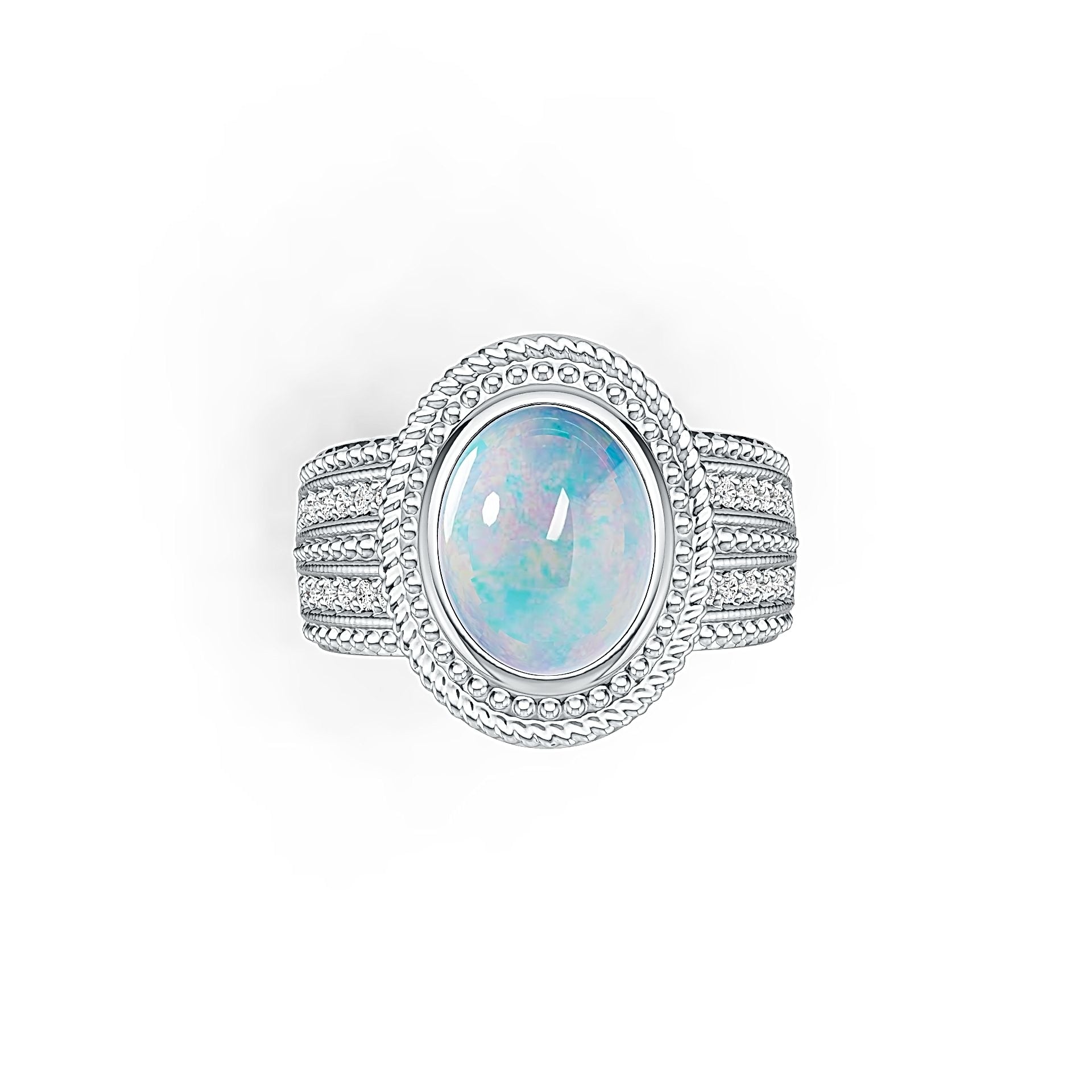 10K Gold Semi Mount Ring Setting Oval OV 10X8mm Cabochon Moissanite Accent DHJ