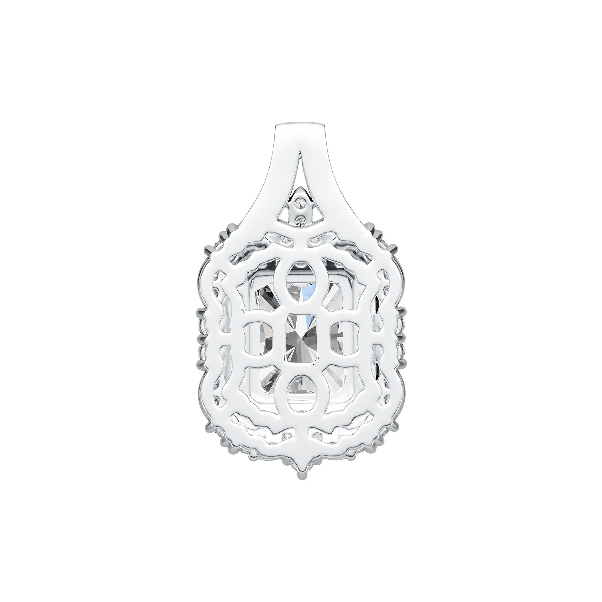 Platinum Semi Mount Pendant Setting Emerald OCT 10X8mm Diamond Accent DHJ