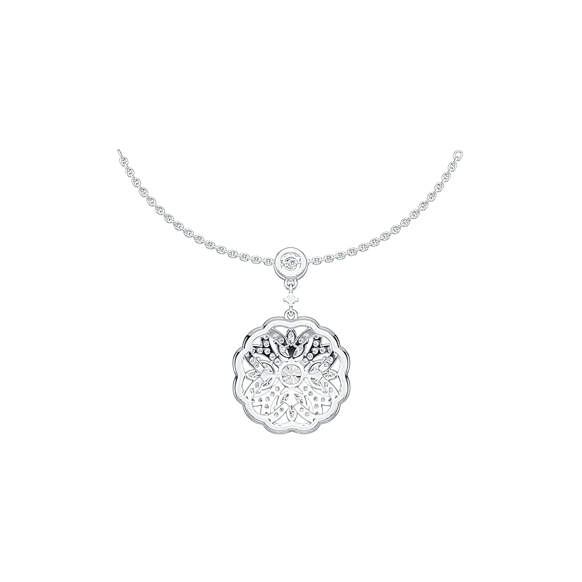 Sterling Silver Semi Mount Pendant Setting Round RD 5x5mm with White Topaz DHJ
