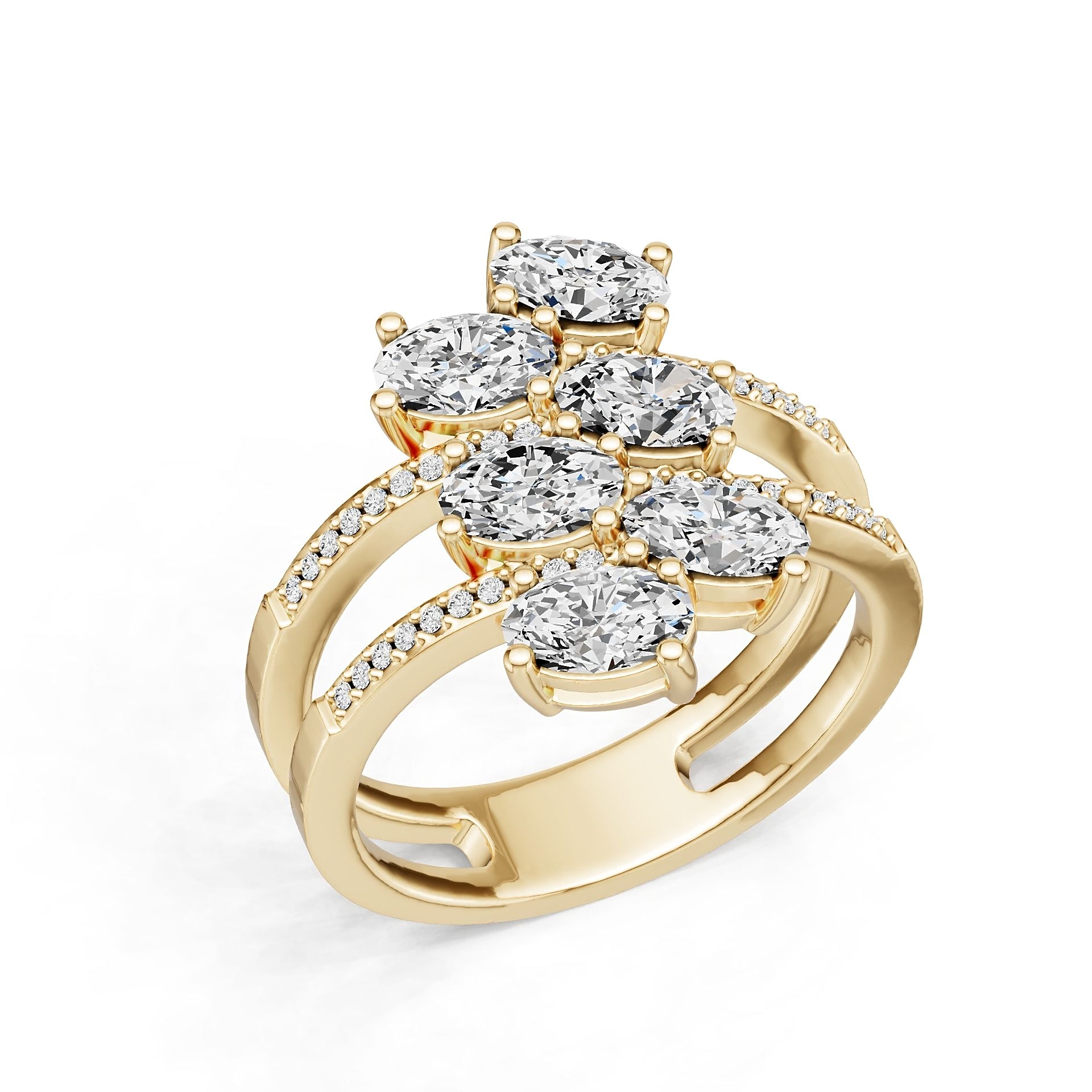 10K Gold Semi Mount Ring Setting Oval Ov 6x4mm Moissanite Accent Syz Jewelry