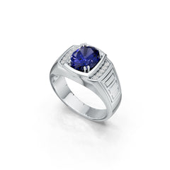 Men's Sterling Silver Semi Mount Ring Setting Oval OV 10x8mm w/ Accent DHJ