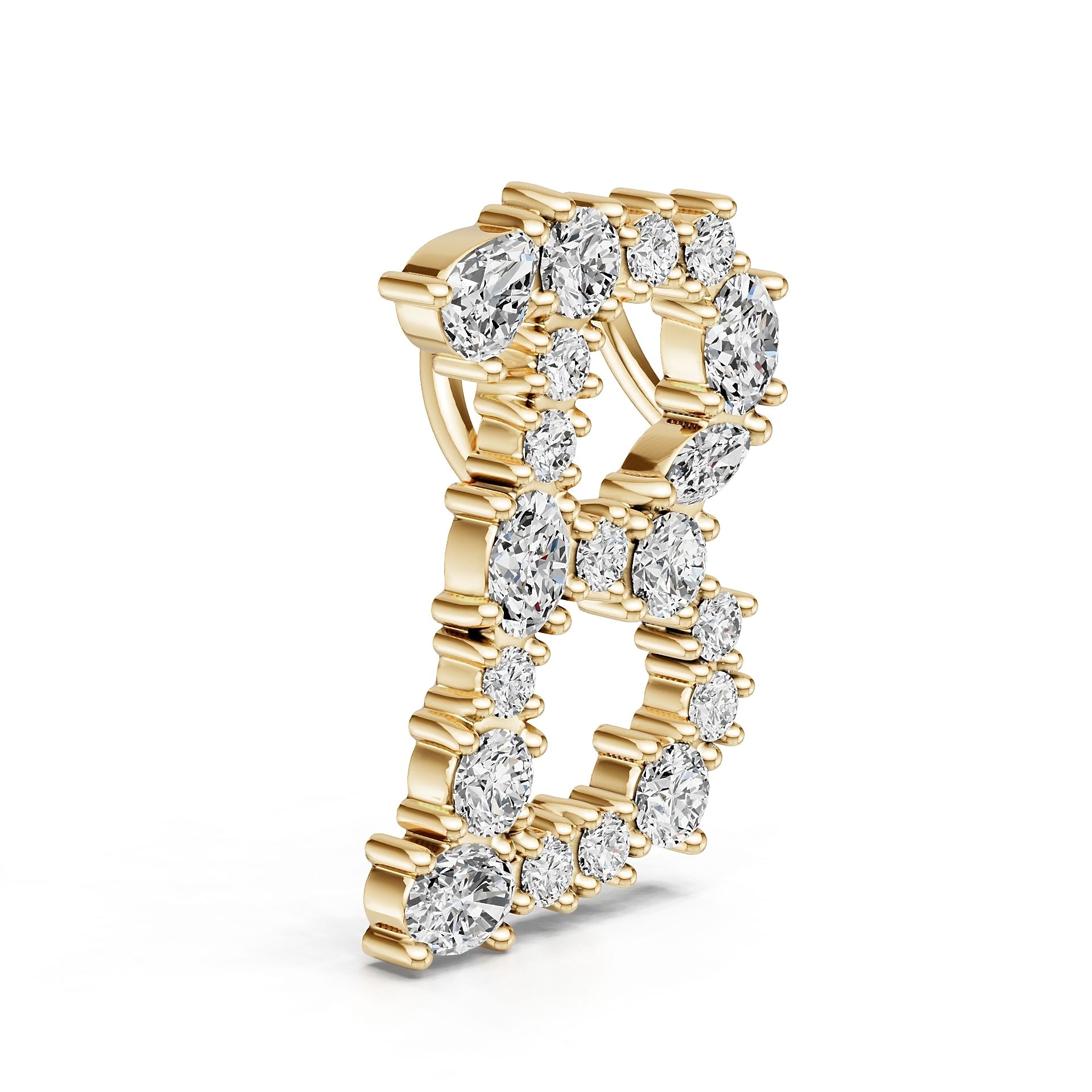 14K Gold Semi Mount Pendant Setting Round Ro 4x3mm Diamond Accent Syz Jewelry