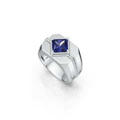 Men's Sterling Silver Semi Mount Ring Setting Princess SQ 7X7mm Braided Rope Syzjewelry