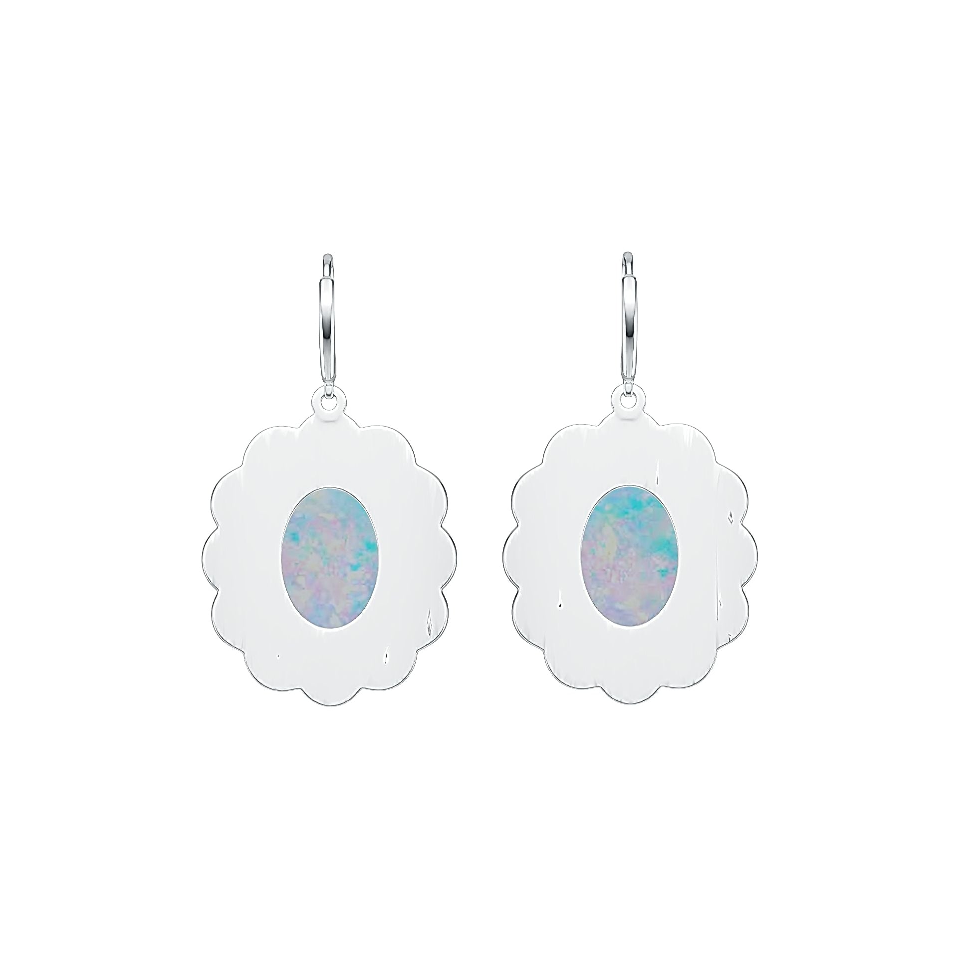 Platinum Semi Mount Earrings Setting Oval OV 16X12mm Cabochon DHJ