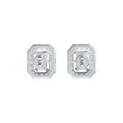 14K Gold Semi Mount Earrings Setting Emerald OCT 6X4mm Halo Diamond Accent DHJ