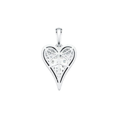 Sterling Silver Pendant with White Topaz or Moissanite Heart Theme DHJ