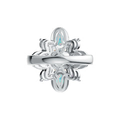 Platinum Semi Mount Ring Setting Round RD 9x9mm OV Cab 6x4mm PE 5x3mm DHJ