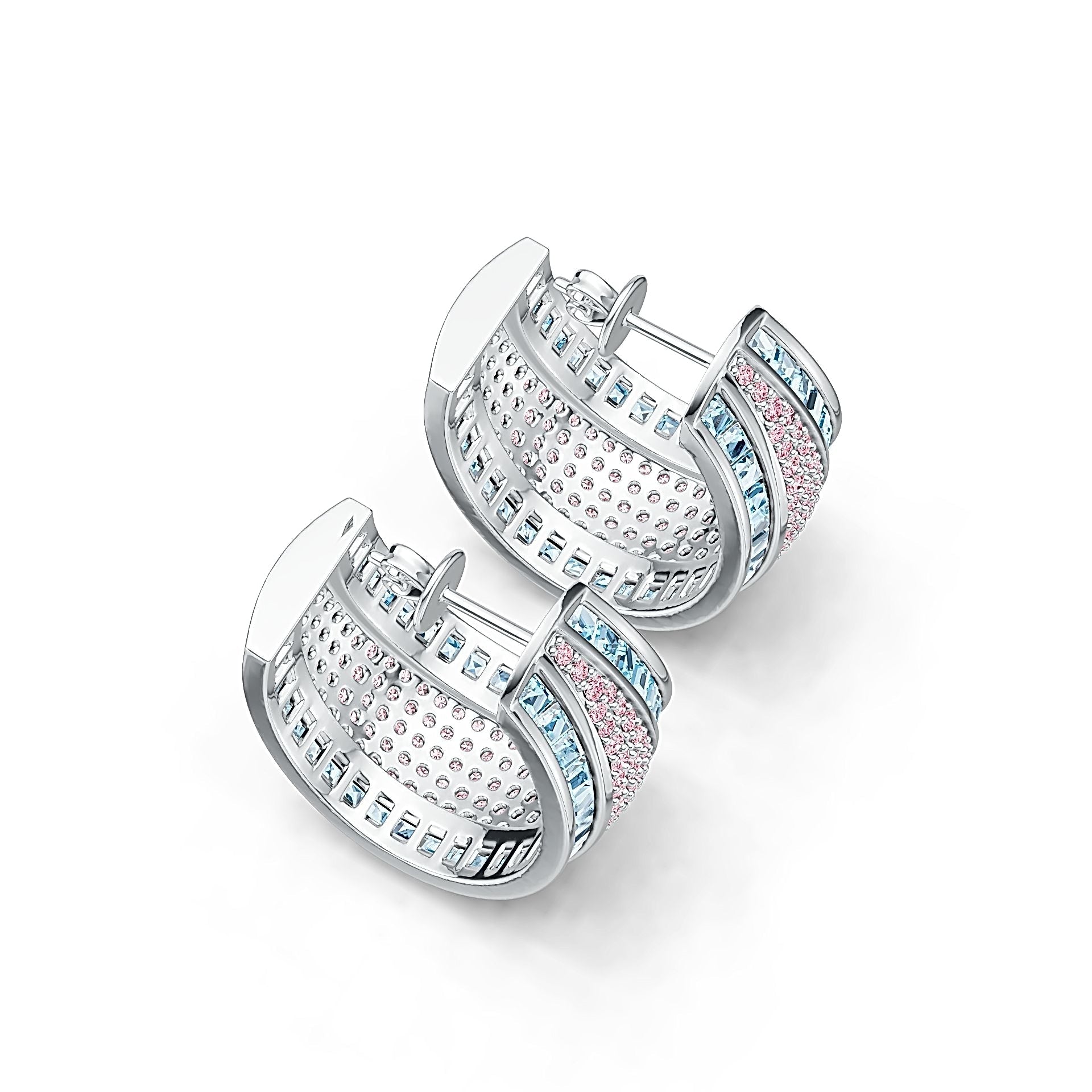 14K Gold Earrings Multi-Row Hoop with or Moissanite Diamond Accent DHJ