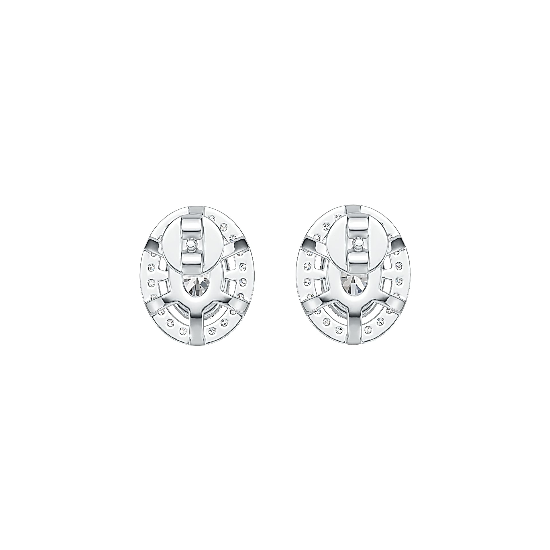 Sterling Silver Semi Mount Earrings Setting Oval OV 7X5mm Stud Halo - Syzjewelry