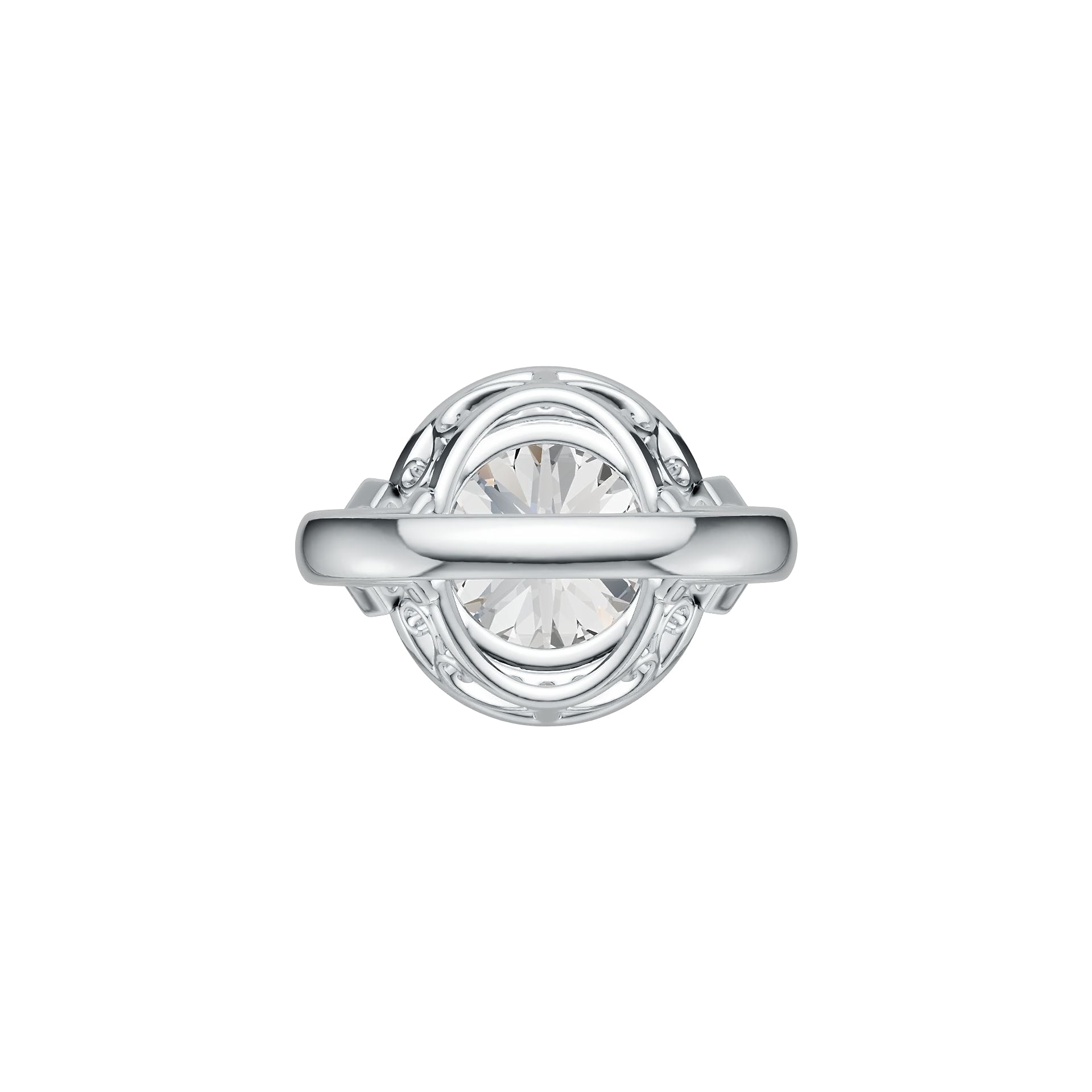 18K Gold Semi Mount Ring Setting Round RD 12X12mm Diamond Accent DHJ