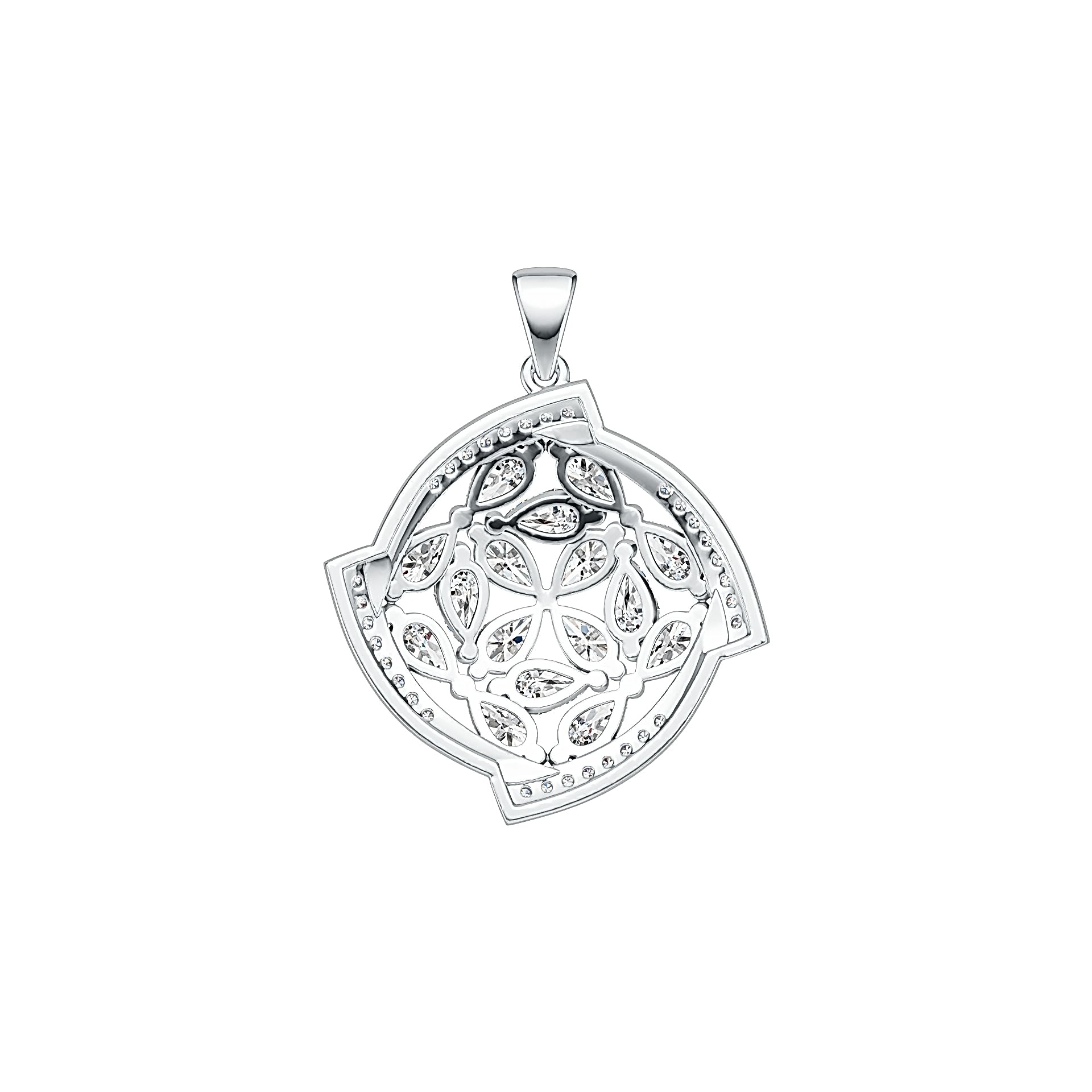 14K Gold Semi Mount Pendant Setting Pear PE 5X3mm with White Topaz Diamond Accent DHJ