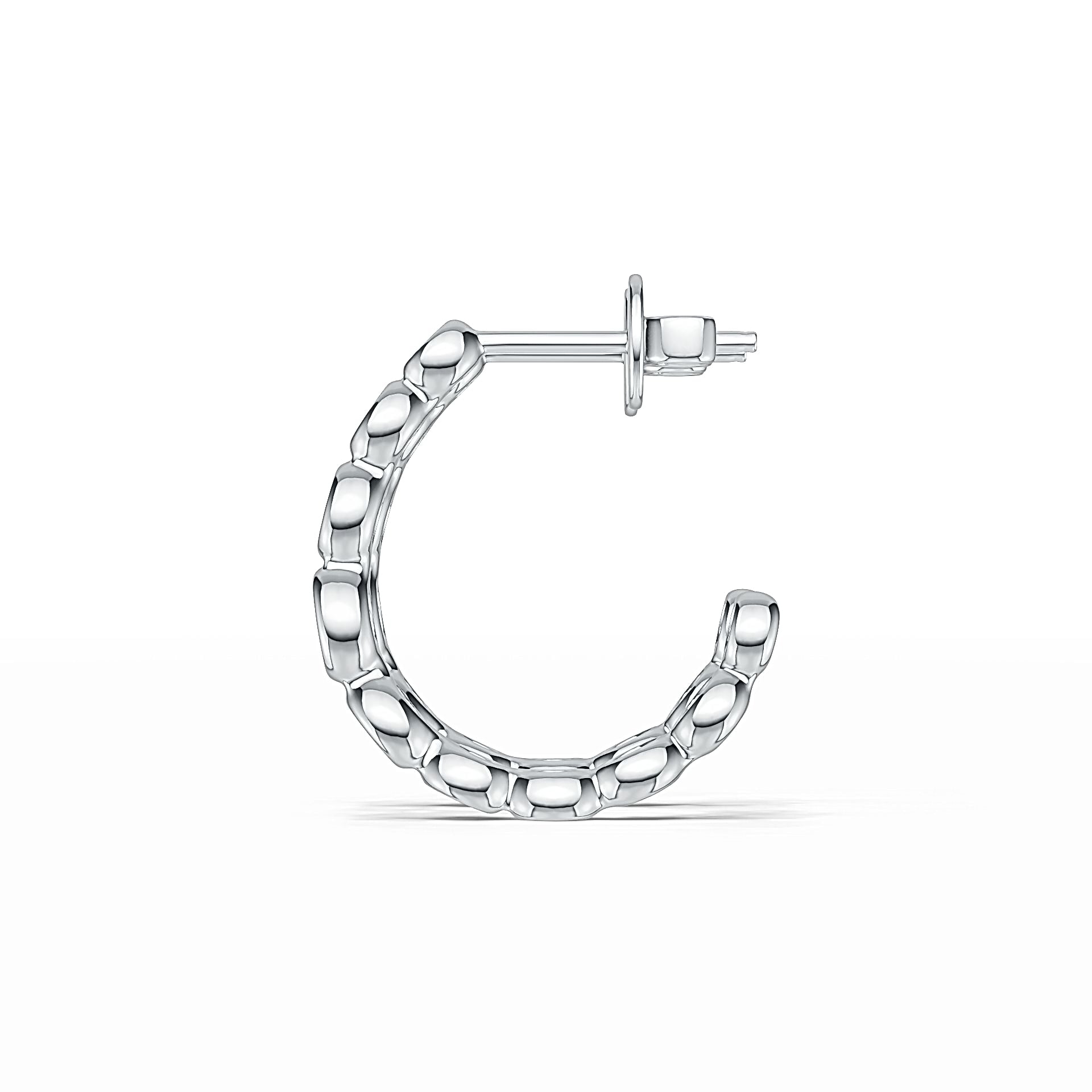 Platinum Bezel Hoop Earrings with White Topaz or Moissanite Diamond Accent DHJ