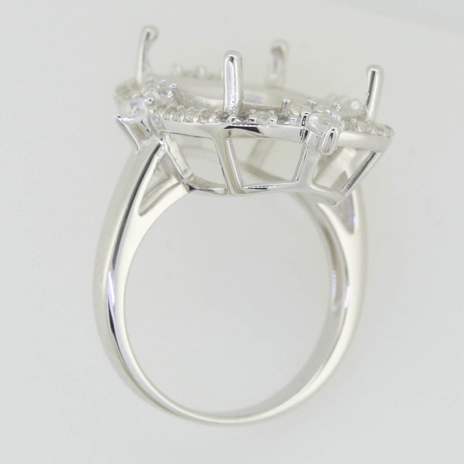 Platinum Semi Mount Ring Setting Cushion CU 18X13mm Halo Cocktail Ring Diamond Accent Syzjewelry