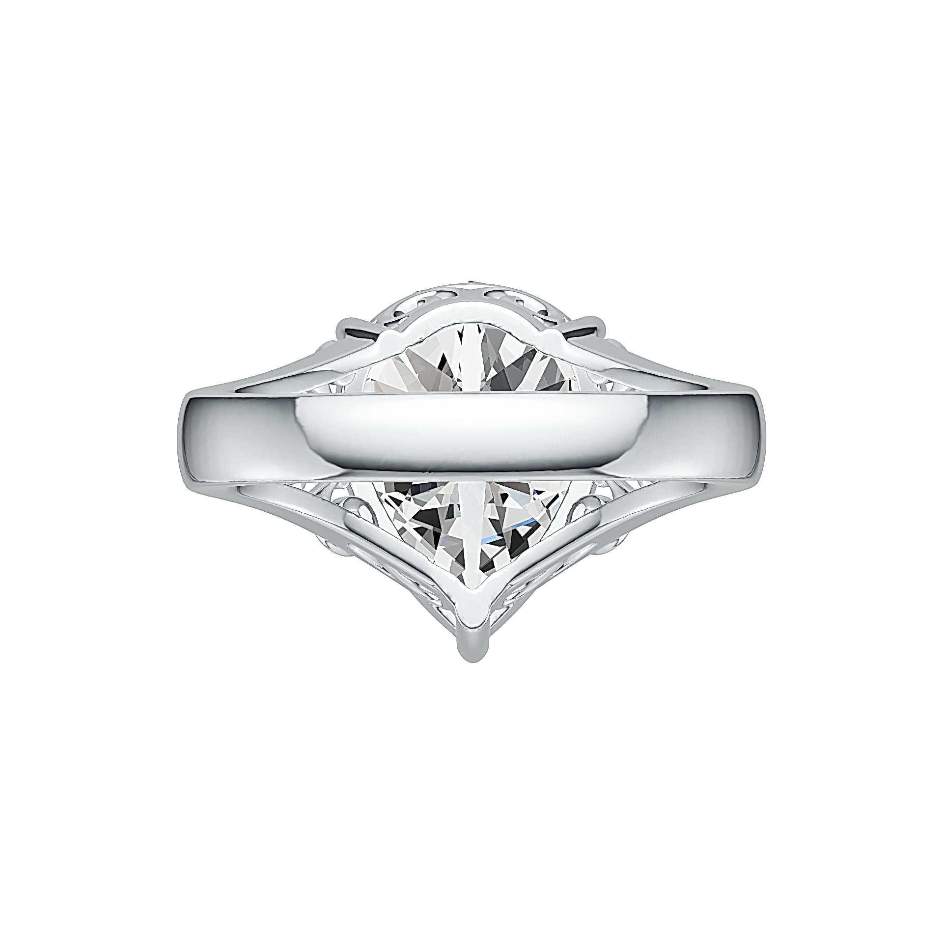 14K Gold Semi Mount Ring Setting Pear PE 16X12mm Filigree Band Diamond Accent DHJ