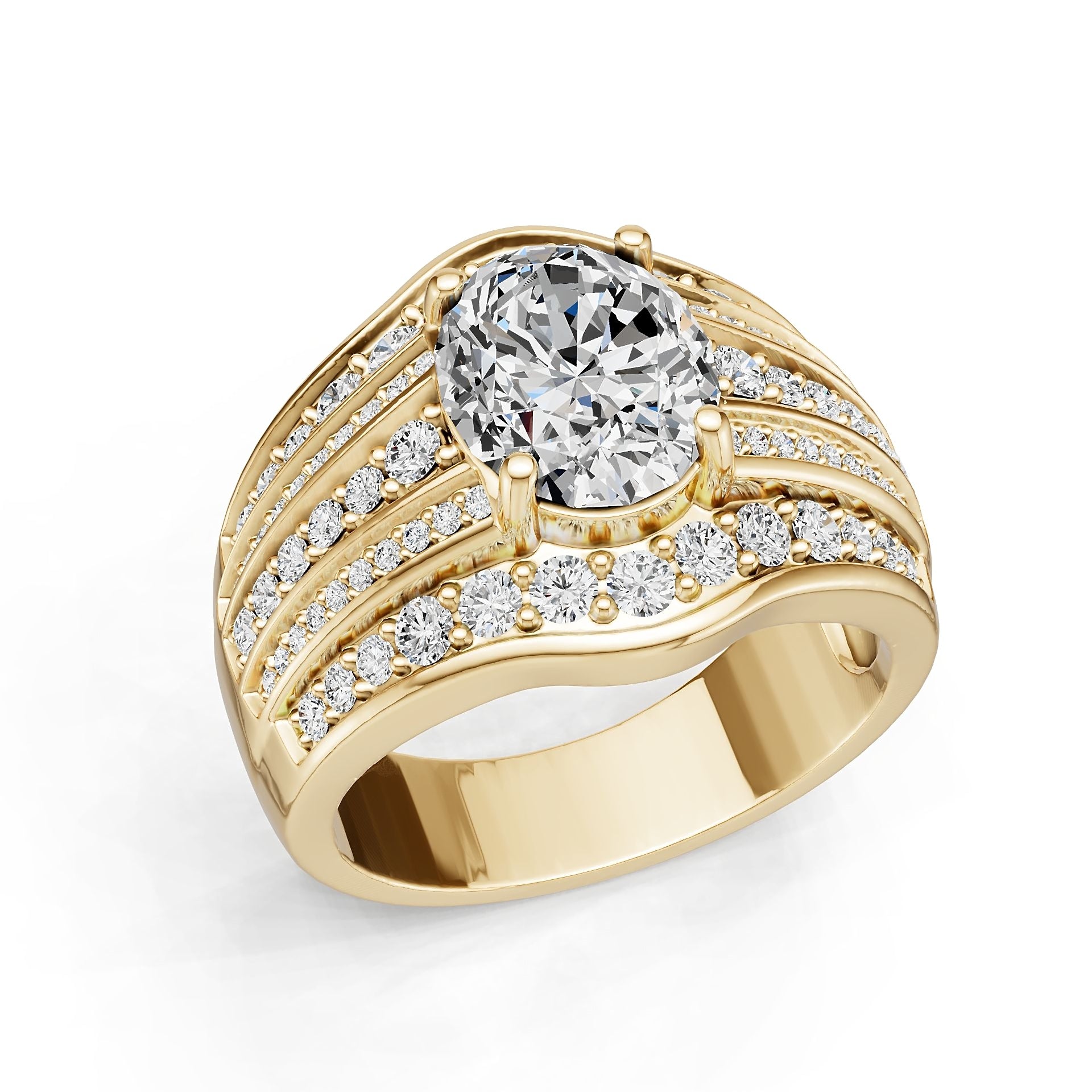 14K Gold Semi Mount Ring Setting Round Ro 5x8mm Diamond Accent Syz Jewelry