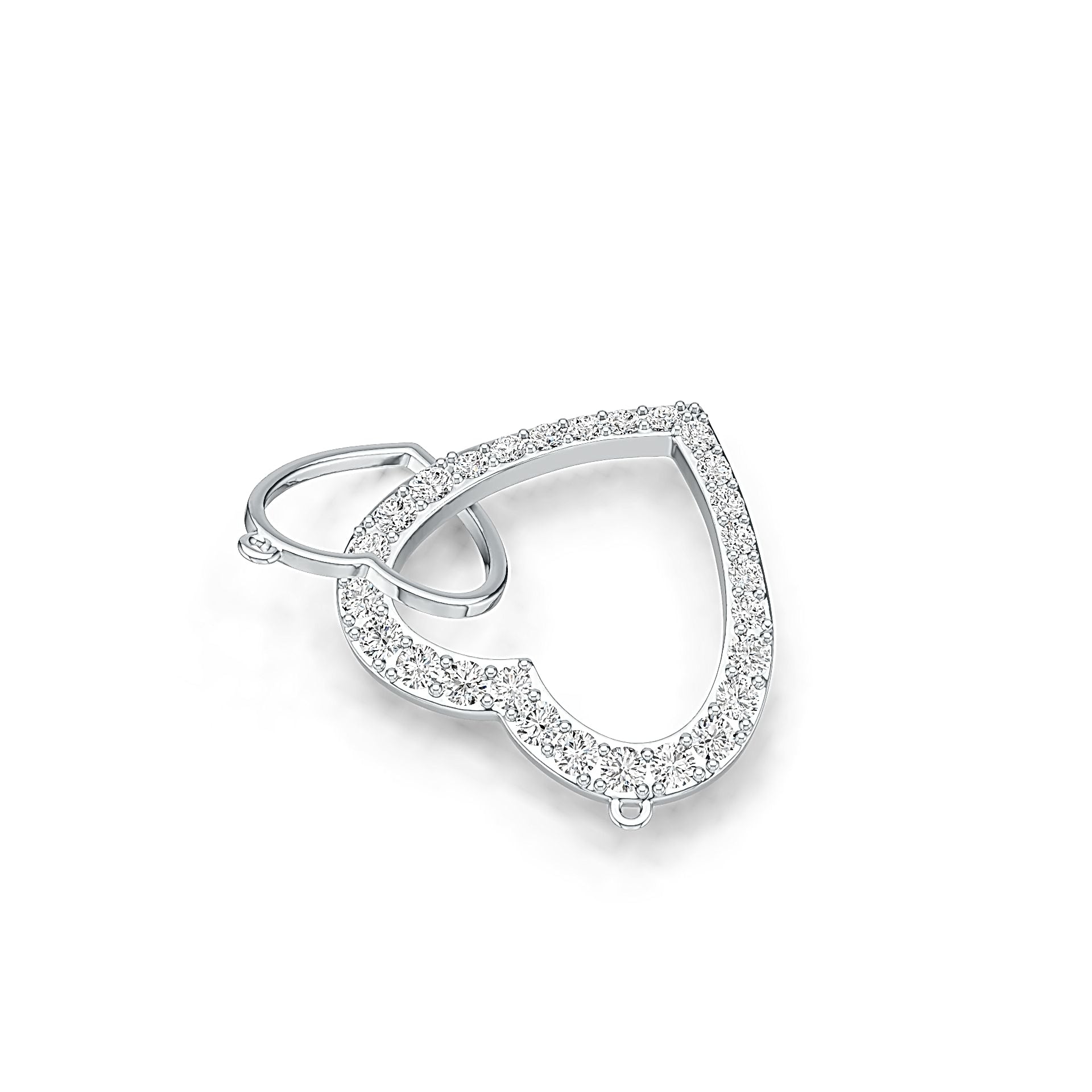 18K Gold Pendant Double Heart Theme with White Topaz or Moissanite Diamond Accent DHJ