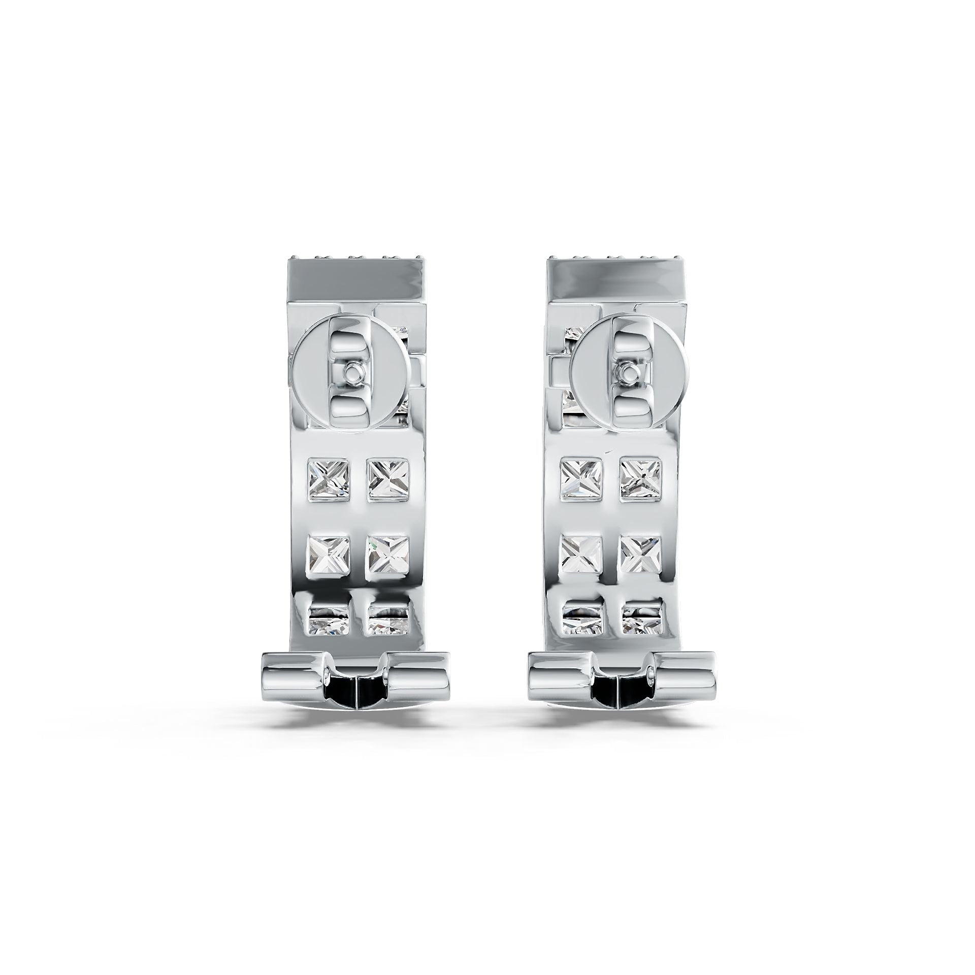 Platinum Semi Mount Earrings Setting Princess SQ 3X3mm Diamond Accent DHJ