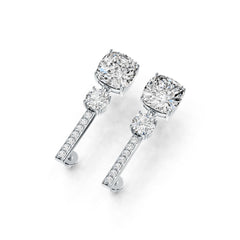 10K Gold Semi Mount Earrings Setting Cushion CU 10X10mm RD 6X6mm Moissanite Accent DHJ