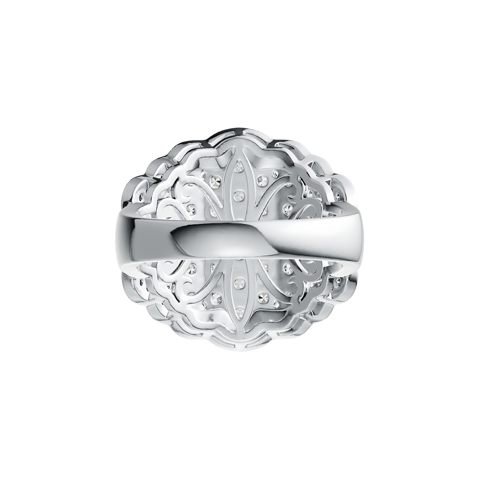 14K Gold Cocktail Ring Scalloped with White Topaz or Moissanite Diamond Accent DHJ