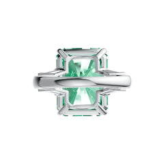 Platinum Semi Mount Ring Setting Emerald OCT 16X12mm BG 6X5mm 3-Stone Ring DHJ