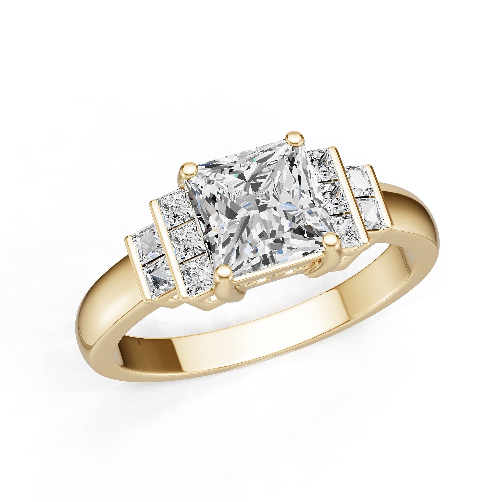 Platinum Semi Mount Ring Setting Princess Pr 7x7mm Diamond Accent Syz Jewelry