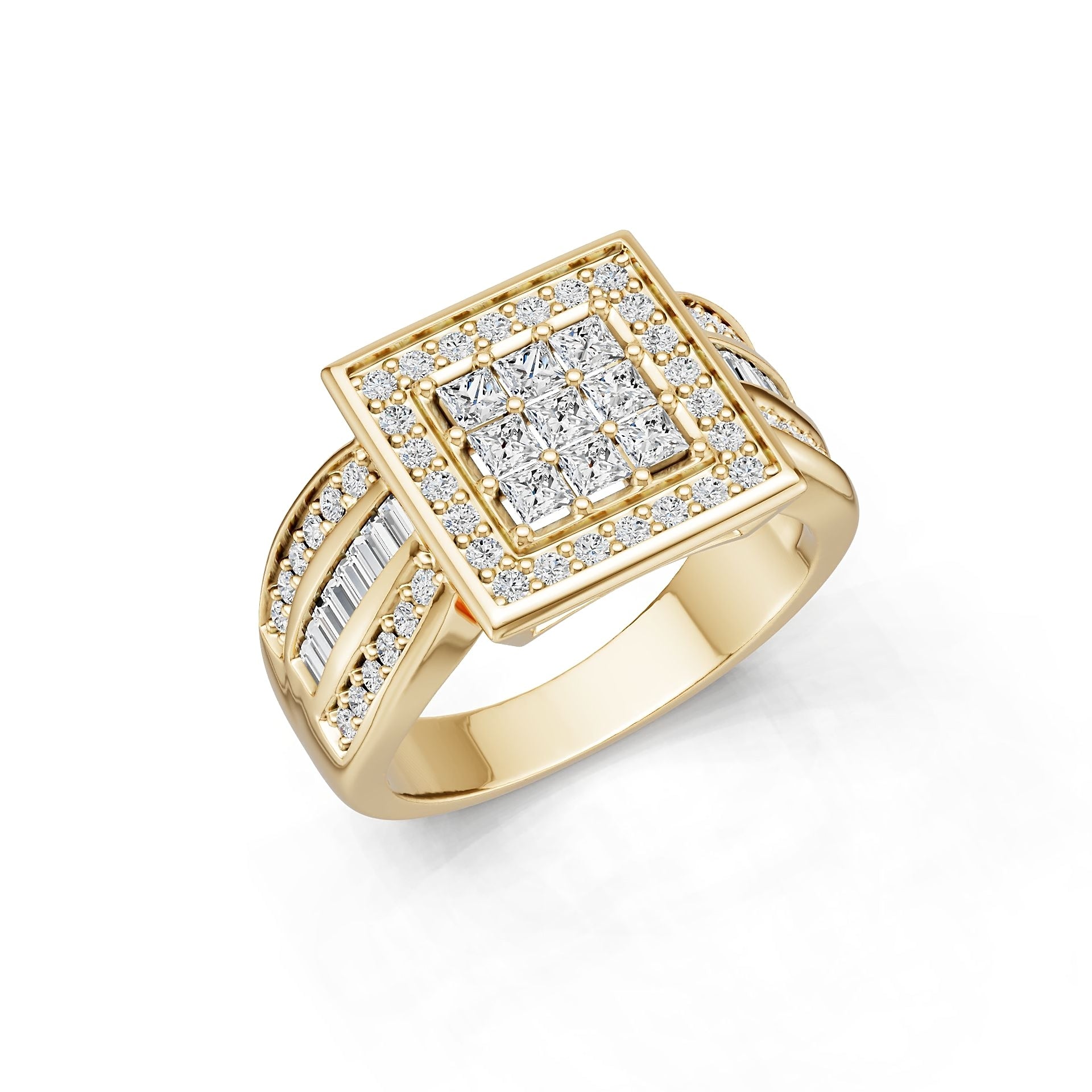 14K Gold Semi Mount Ring Setting Princess Pr 2x2mm Diamond Accent Syz Jewelry