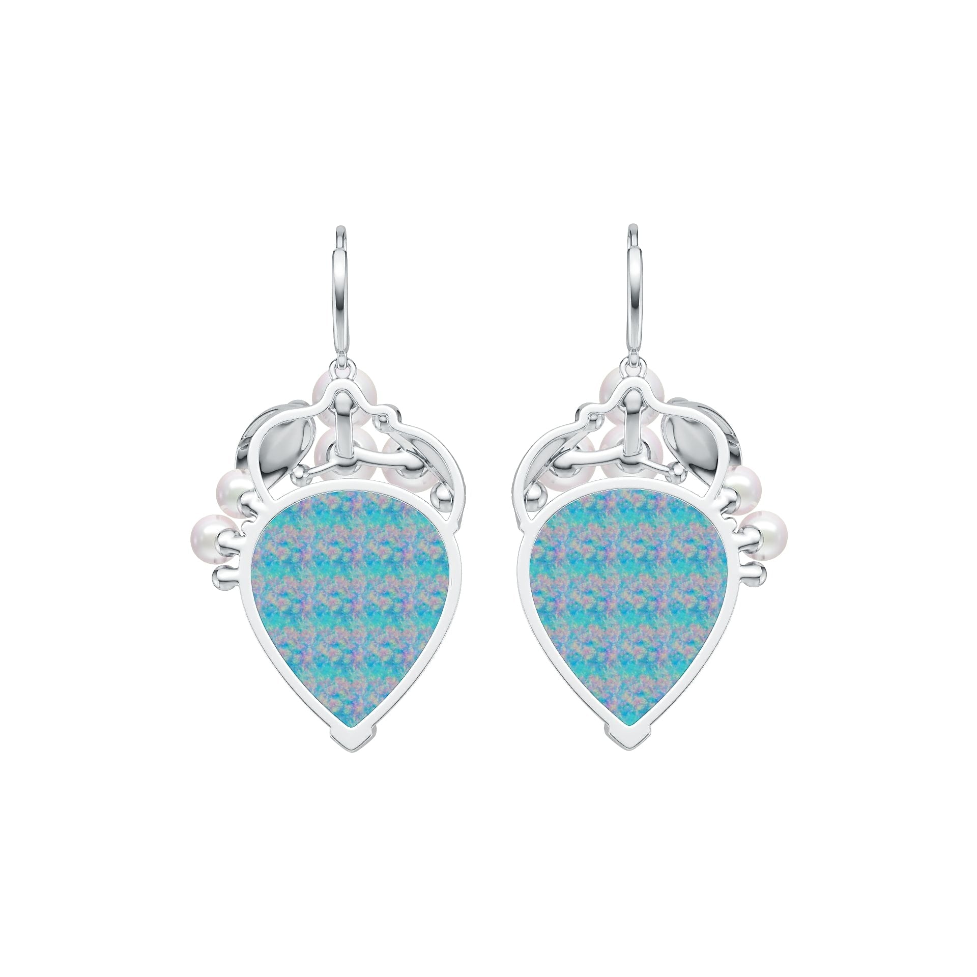 Platinum Semi Mount Earrings Setting Pear PE 26X22mm Cabochon DHJ