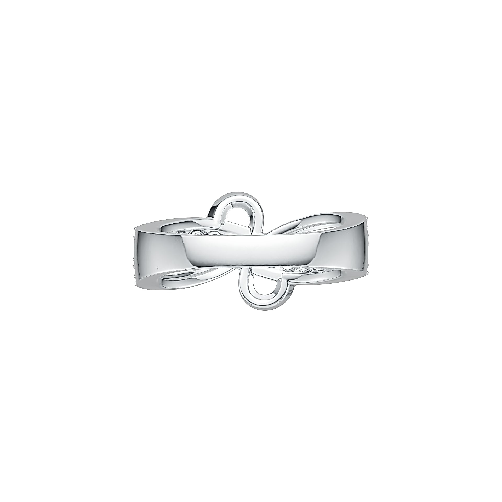 Sterling Silver Ring Bow Crossover Theme with White Topaz or Moissanite - Syzjewelry
