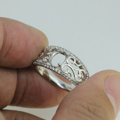 Vintage Repro 18K Gold Semi Mount Ring Setting Oval OV 8x6mm Accent Diamond Accent Syzjewelry