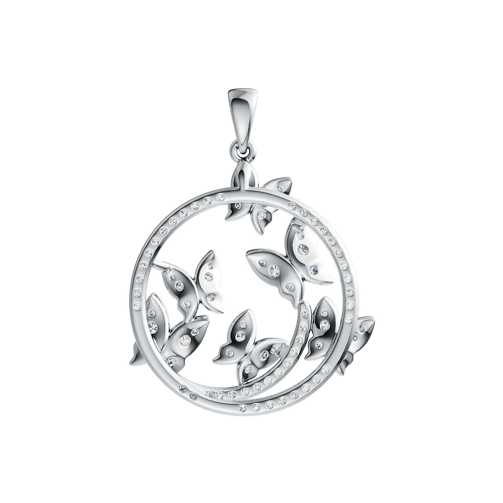 Sterling Silver Pendant with White Topaz or Moissanite Butterfly Theme DHJ