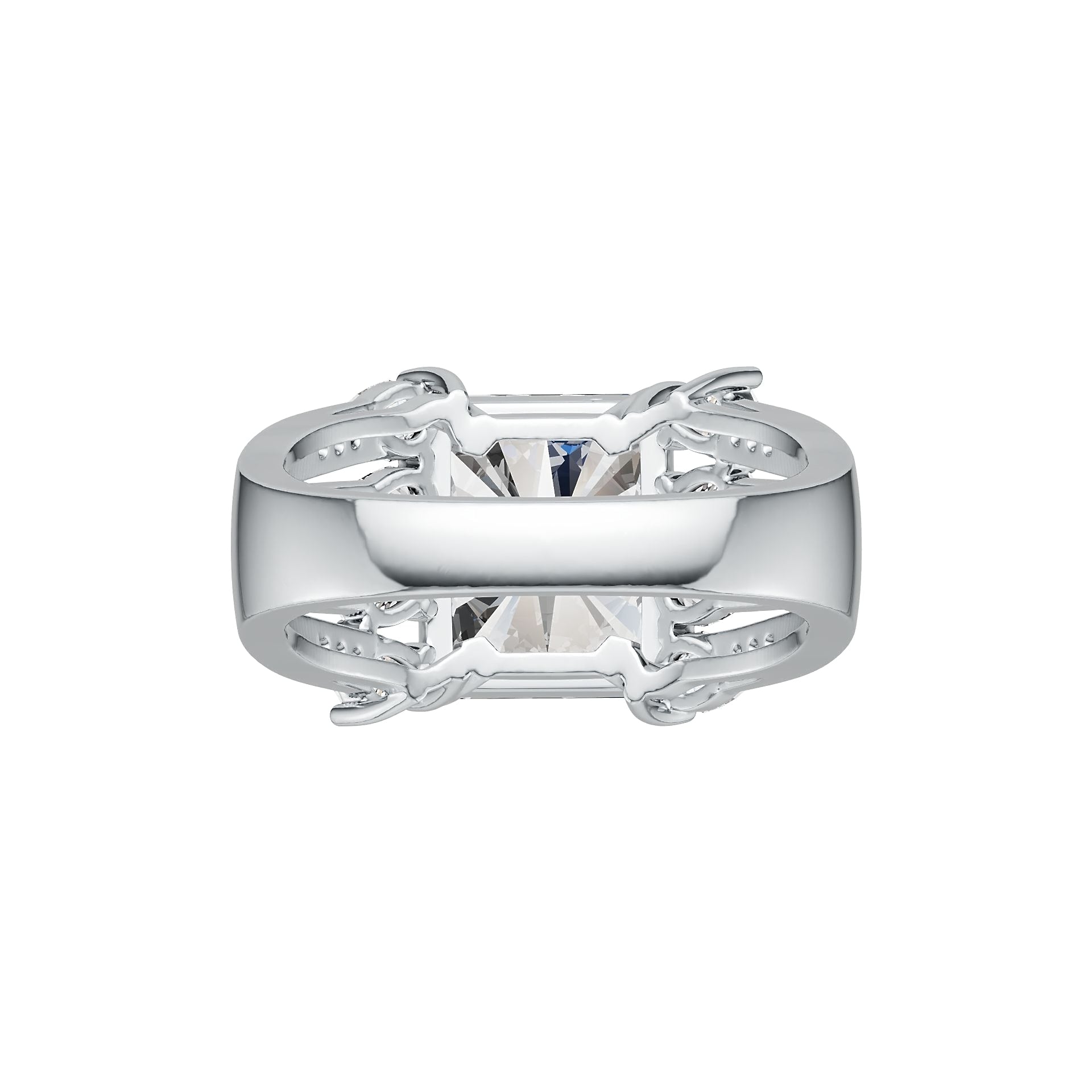 Sterling Silver Semi Mount Ring Setting Emerald OCT 12X10mm DHJ