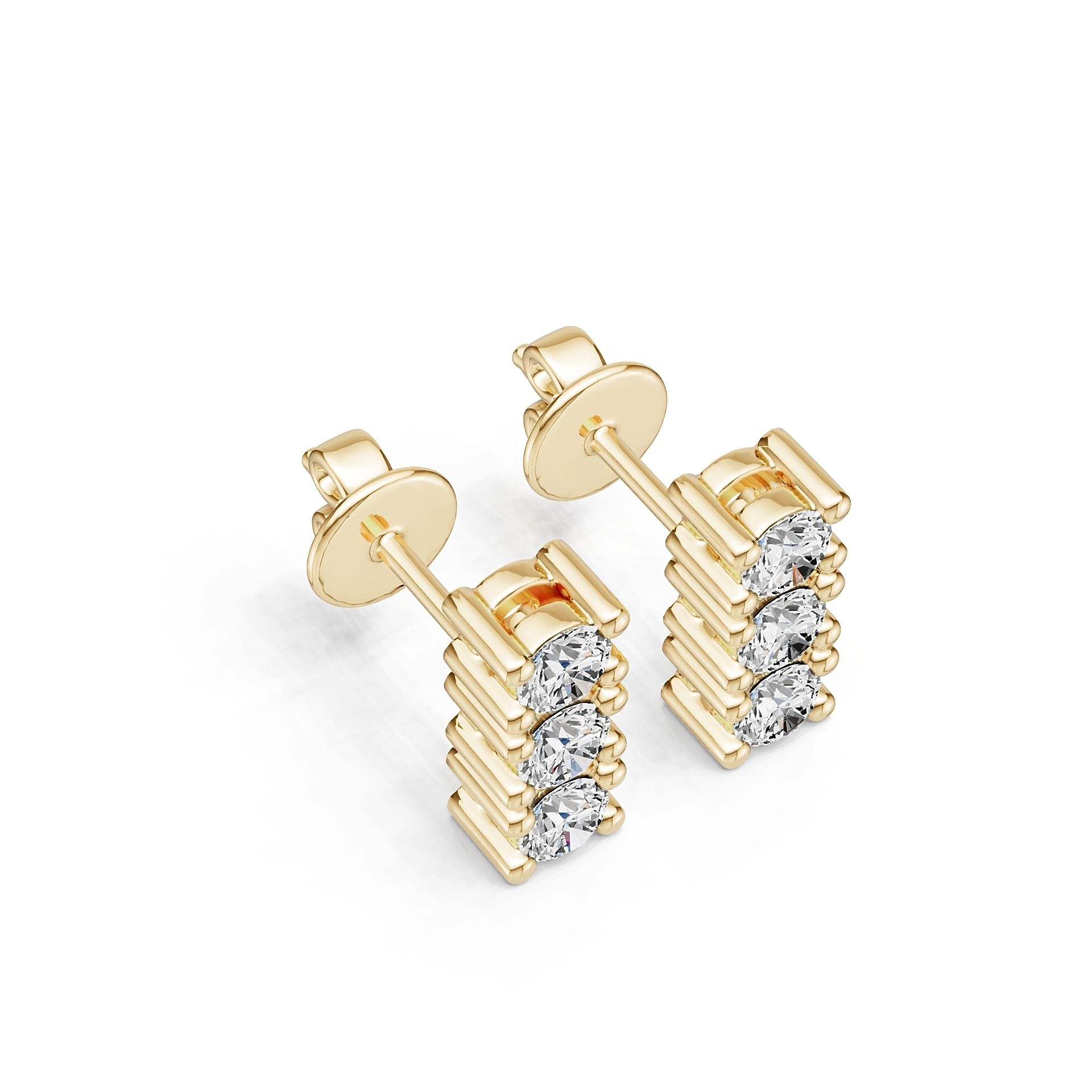 10K Gold Semi Mount Earrings Setting Round Ro 2x2mm Moissanite Accent Syz Jewelry