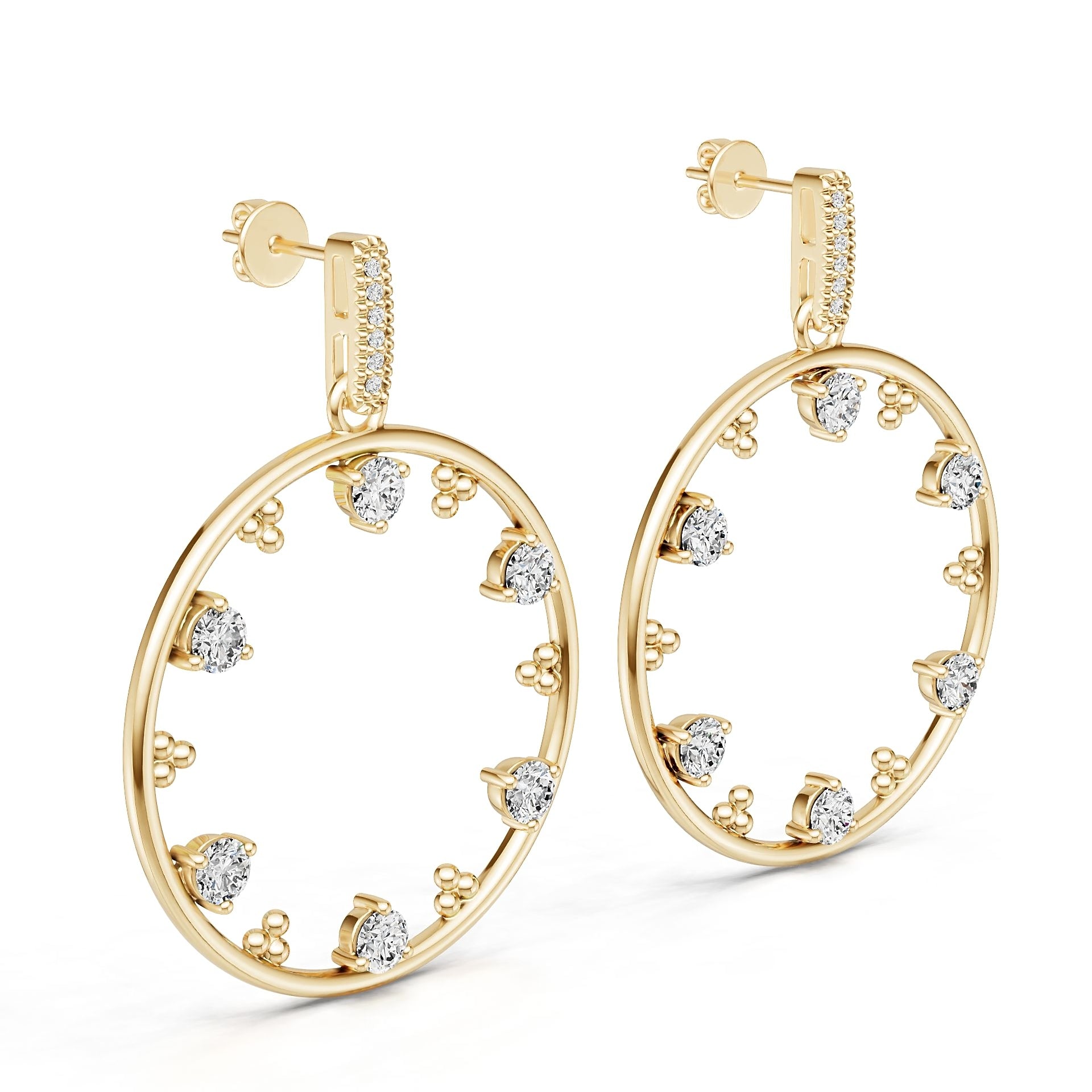 10K Gold Semi Mount Earrings Setting Round Ro 6x6mm Syz Jewelry