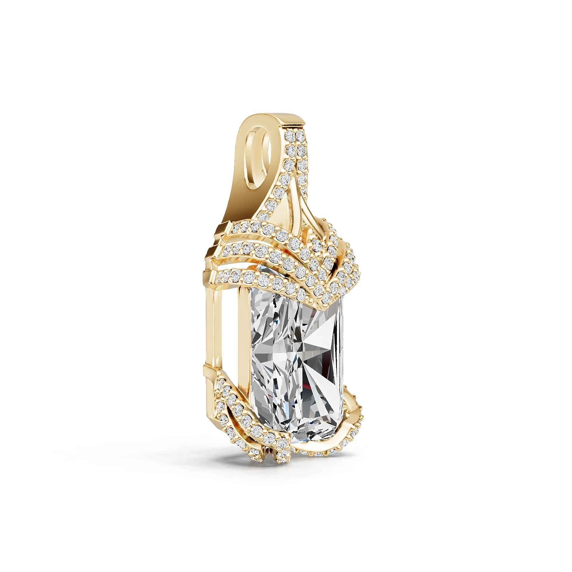 10K Gold Semi Mount Pendant Setting Emerald Em 14x105mm Moissanite Accent Syz Jewelry