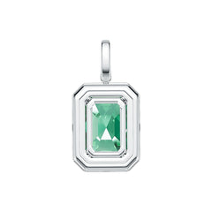 Sterling Silver Semi Mount Pendant Setting Emerald OCT 15x10mm Double Halo Syzjewelry
