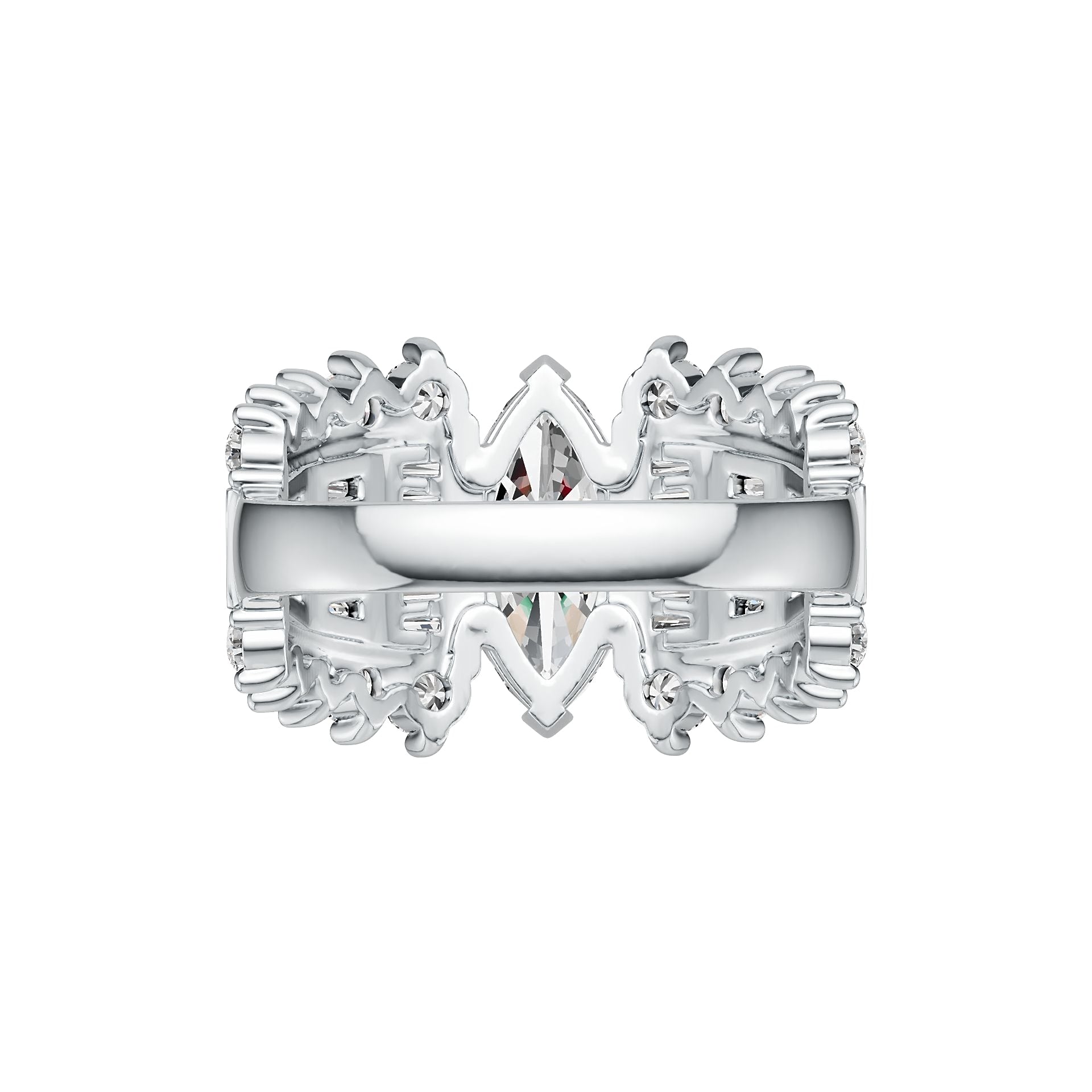 Sterling Silver Semi Mount Ring Setting Marquise MQ 14X7mm with White Topaz DHJ