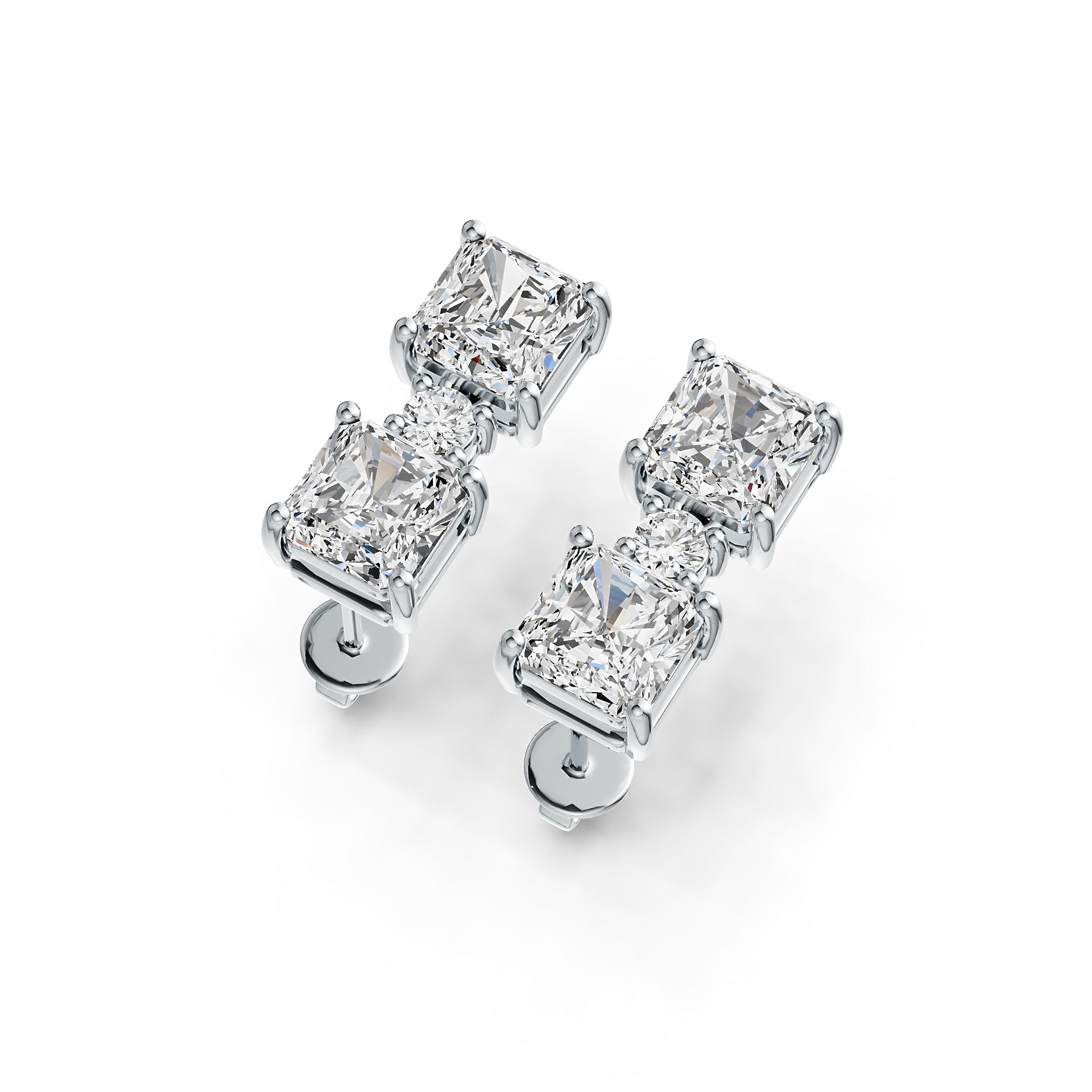 10K Gold Semi Mount Earrings Setting Emerald OCT 6X6mm Moissanite Accent DHJ