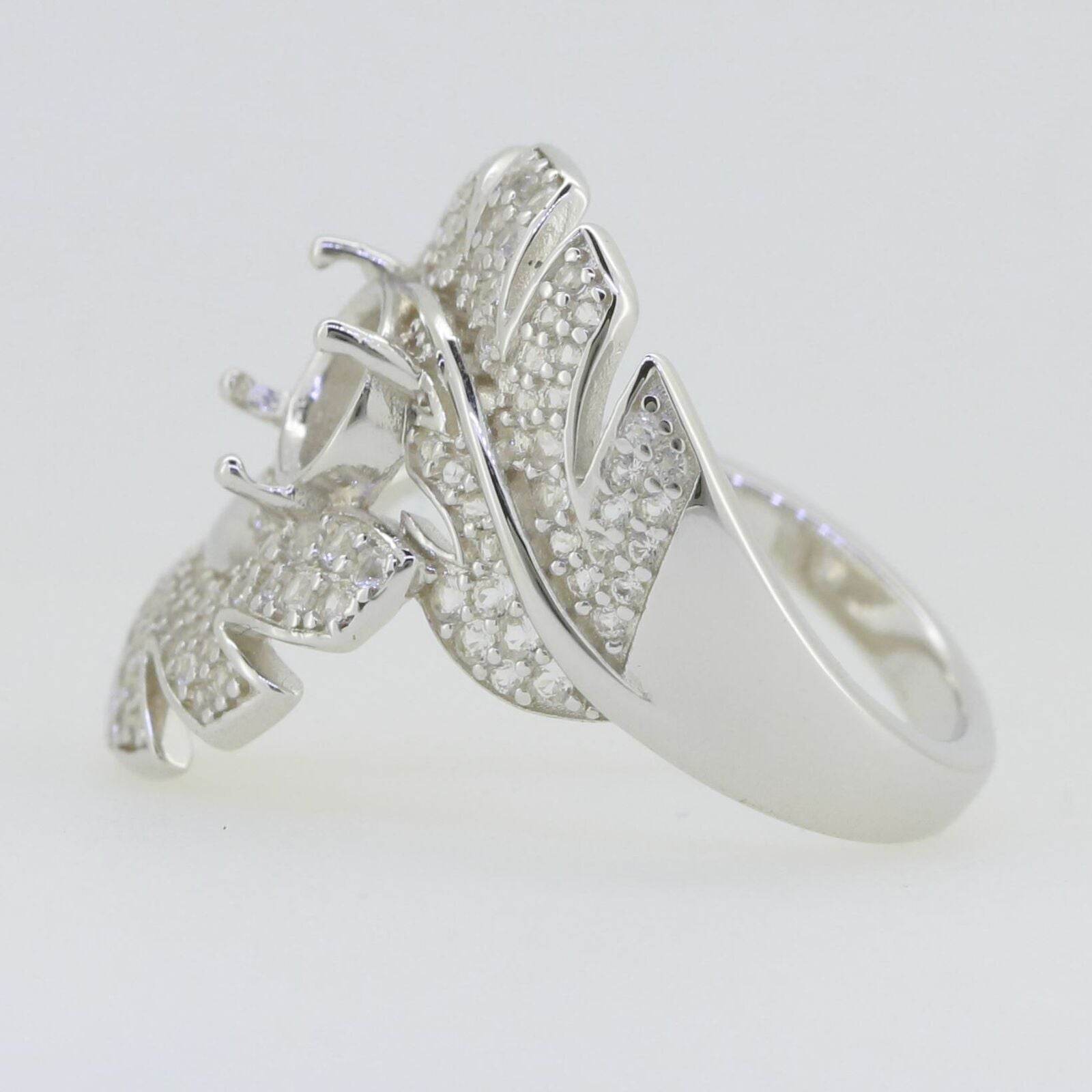 Platinum Semi Mount Ring Setting Oval OV 8X6mm with Diamond Accent Syzjewelry