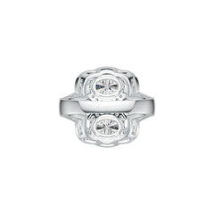 Sterling Silver Semi Mount Ring Setting Oval OV 7X5mm with White Topaz - Syzjewelry