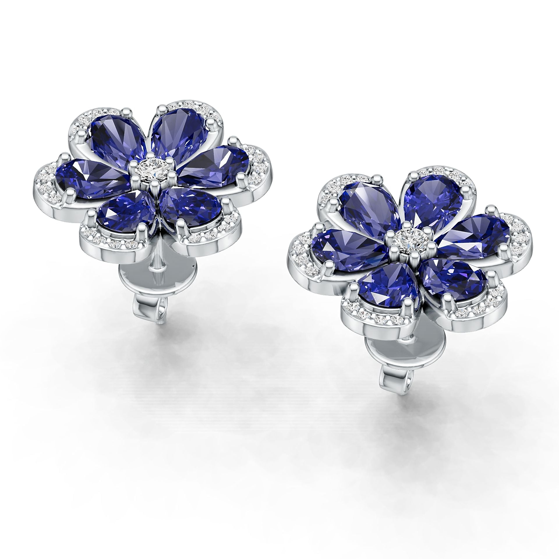 Platinum Semi Mount Earrings Setting Round Ro 6x4mm Syz Jewelry
