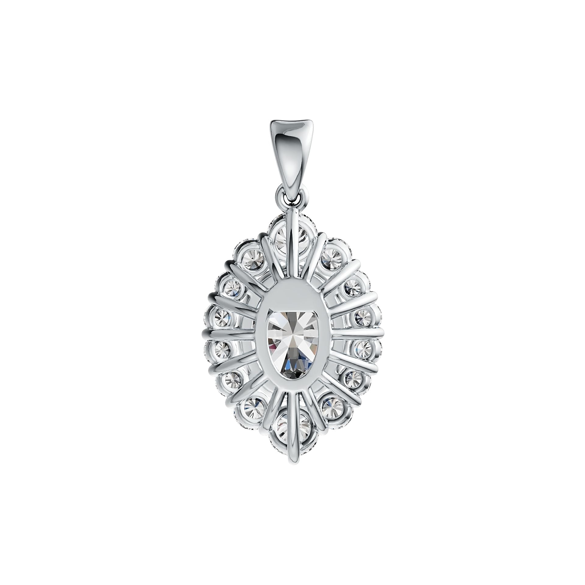 18K Gold Semi Mount Pendant Setting Oval OV 11X9mm Diamond Accent DHJ