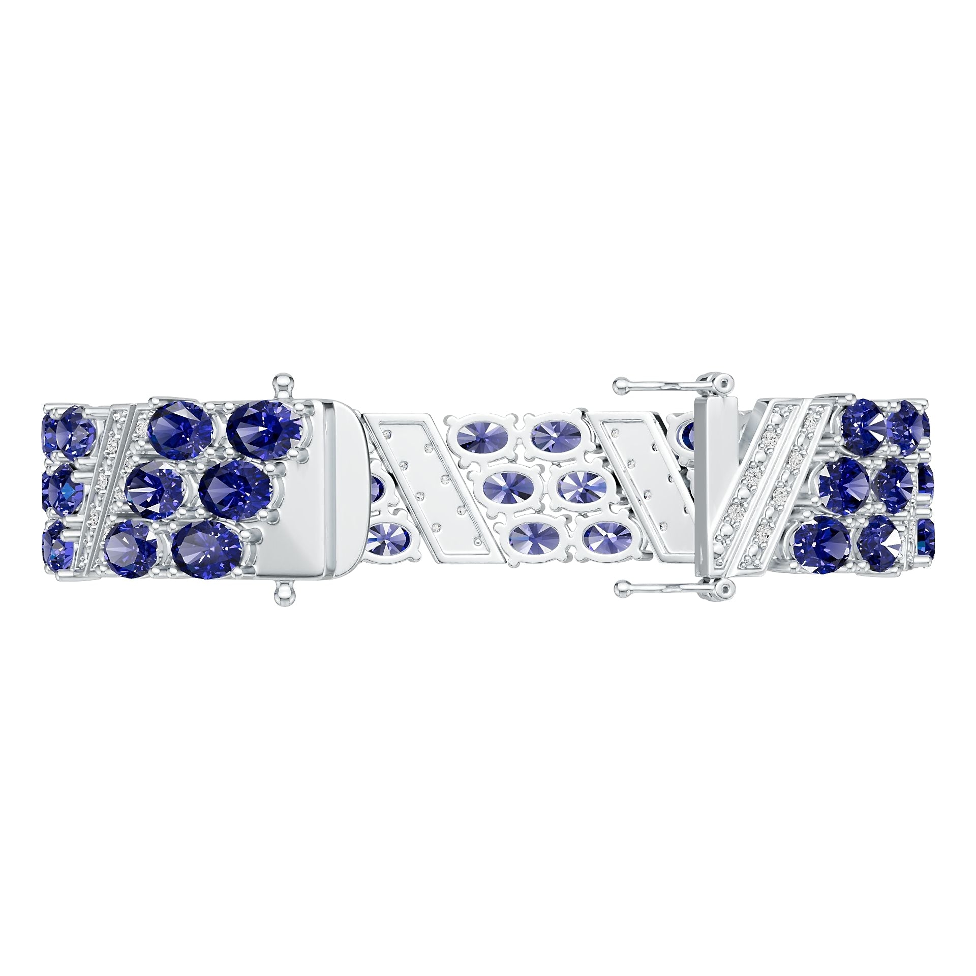 Sterling Silver Semi Mount Bracelet Setting Round Rd 7x5mm Diamond Accent DHJ